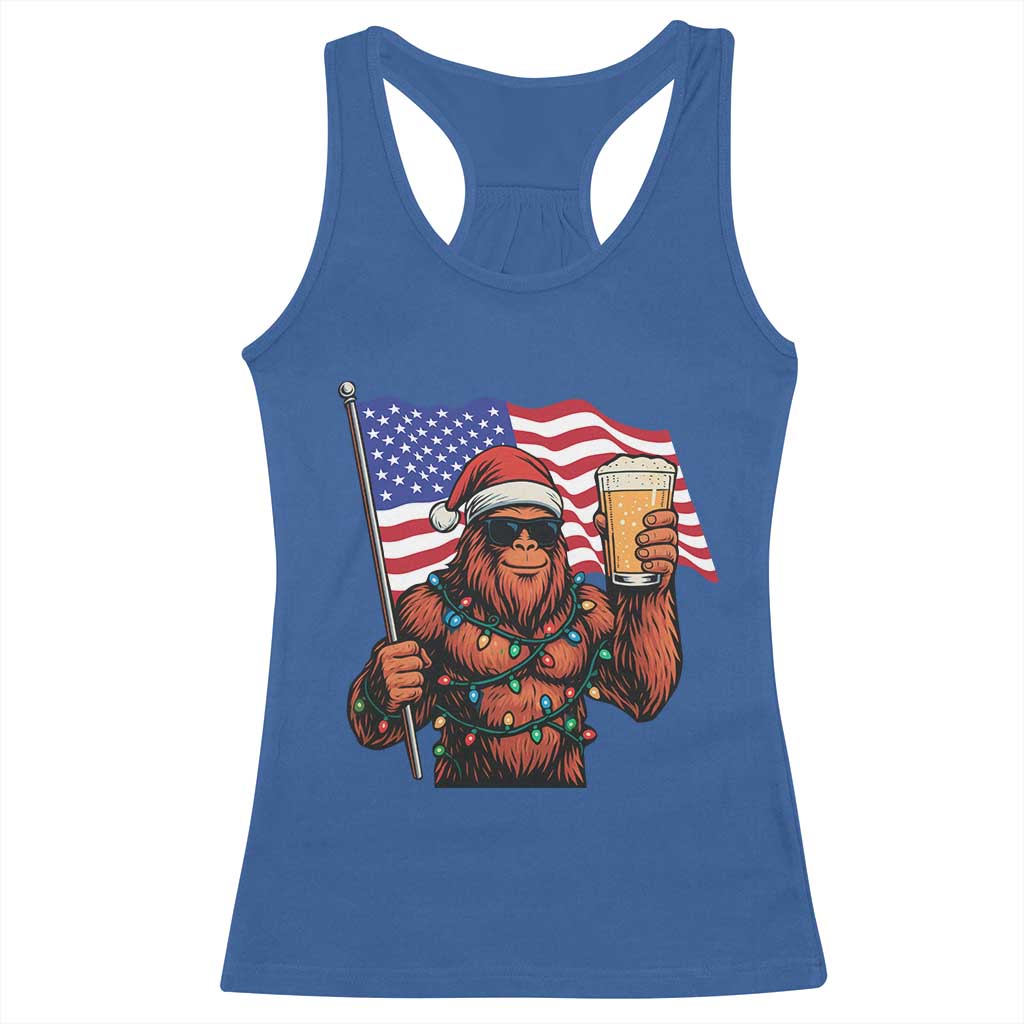 Bigfoot Beer Christmas Racerback Tank Top Sasquatch American Flag Patriotic - Wonder Print Shop