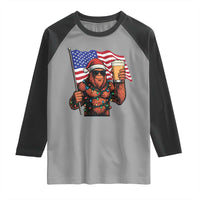 Bigfoot Beer Christmas Raglan Shirt Sasquatch American Flag Patriotic - Wonder Print Shop
