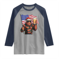 Bigfoot Beer Christmas Raglan Shirt Sasquatch American Flag Patriotic - Wonder Print Shop