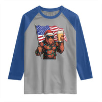 Bigfoot Beer Christmas Raglan Shirt Sasquatch American Flag Patriotic - Wonder Print Shop