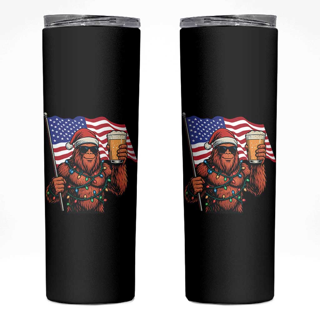 Bigfoot Beer Christmas Skinny Tumbler Sasquatch American Flag Patriotic - Wonder Print Shop