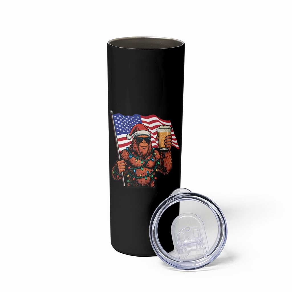 Bigfoot Beer Christmas Skinny Tumbler Sasquatch American Flag Patriotic - Wonder Print Shop