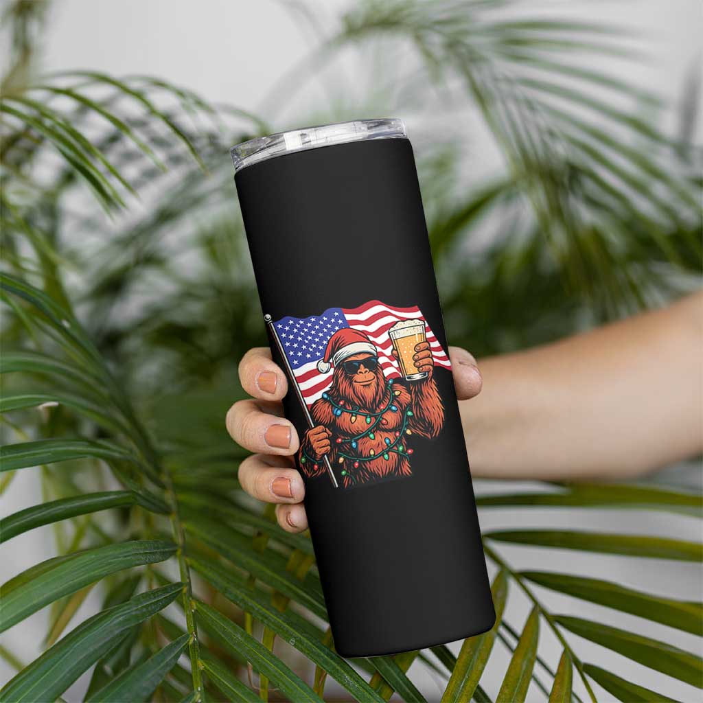 Bigfoot Beer Christmas Skinny Tumbler Sasquatch American Flag Patriotic - Wonder Print Shop
