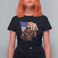 Bigfoot Beer Christmas T Shirt For Women Sasquatch American Flag Patriotic - Wonder Print Shop