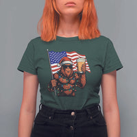 Bigfoot Beer Christmas T Shirt For Women Sasquatch American Flag Patriotic - Wonder Print Shop
