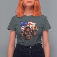 Bigfoot Beer Christmas T Shirt For Women Sasquatch American Flag Patriotic - Wonder Print Shop