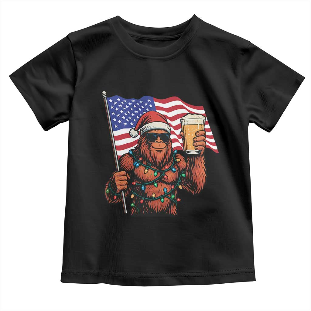 Bigfoot Beer Christmas Toddler T Shirt Sasquatch American Flag Patriotic - Wonder Print Shop