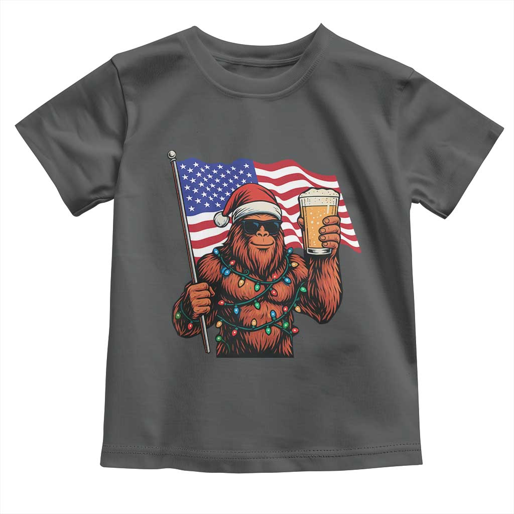 Bigfoot Beer Christmas Toddler T Shirt Sasquatch American Flag Patriotic - Wonder Print Shop