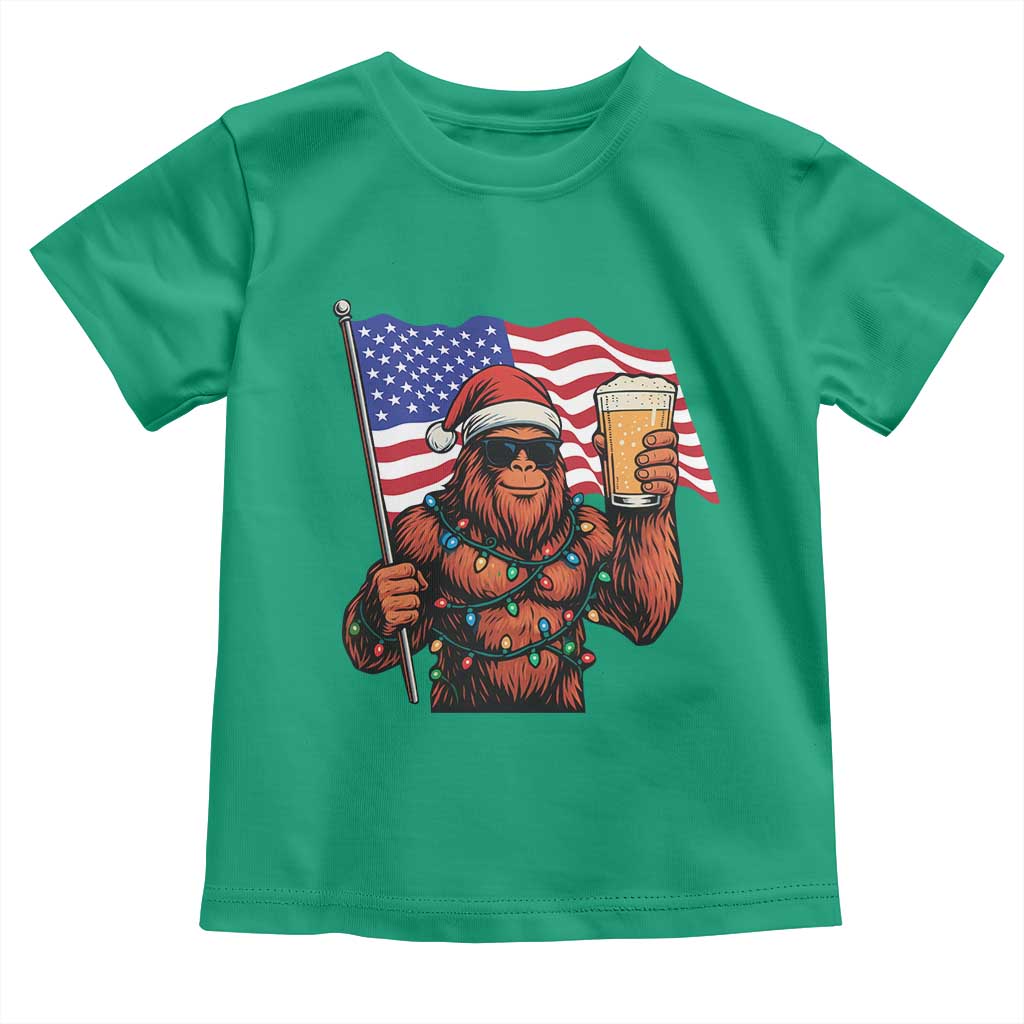 Bigfoot Beer Christmas Toddler T Shirt Sasquatch American Flag Patriotic - Wonder Print Shop