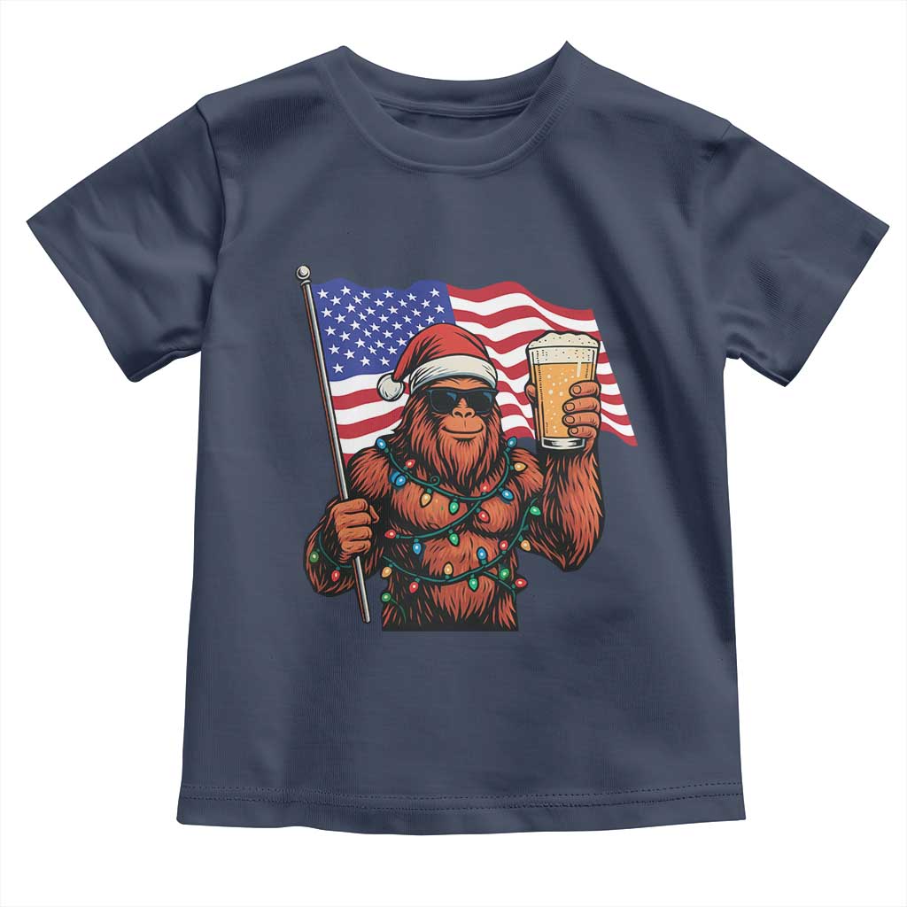 Bigfoot Beer Christmas Toddler T Shirt Sasquatch American Flag Patriotic - Wonder Print Shop