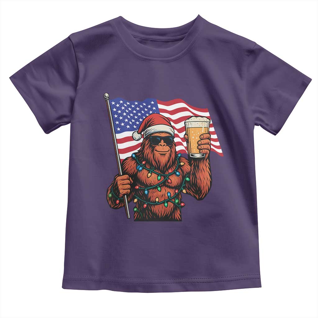 Bigfoot Beer Christmas Toddler T Shirt Sasquatch American Flag Patriotic - Wonder Print Shop