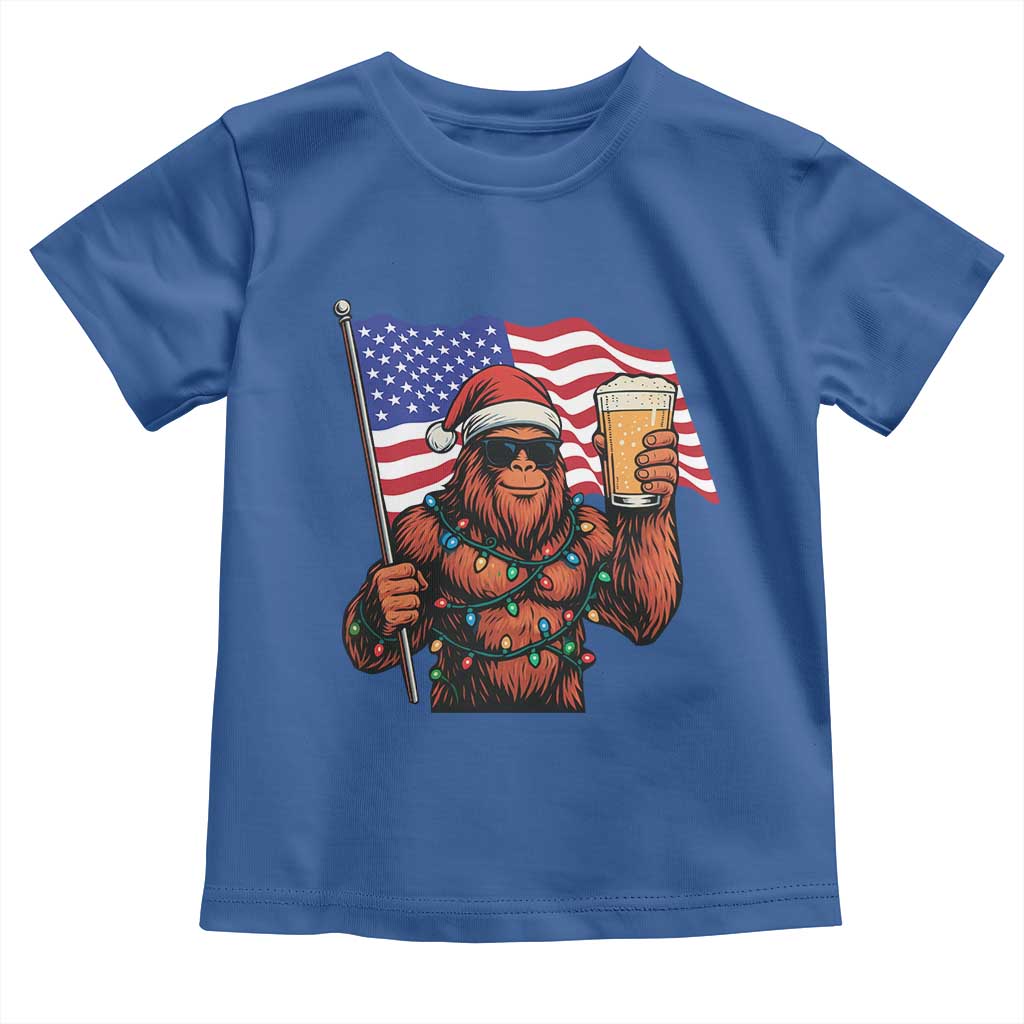 Bigfoot Beer Christmas Toddler T Shirt Sasquatch American Flag Patriotic - Wonder Print Shop