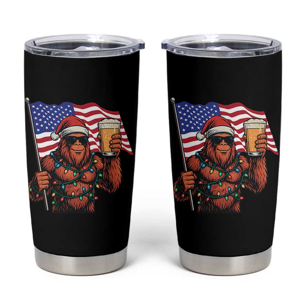 Bigfoot Beer Christmas Tumbler Cup Sasquatch American Flag Patriotic - Wonder Print Shop