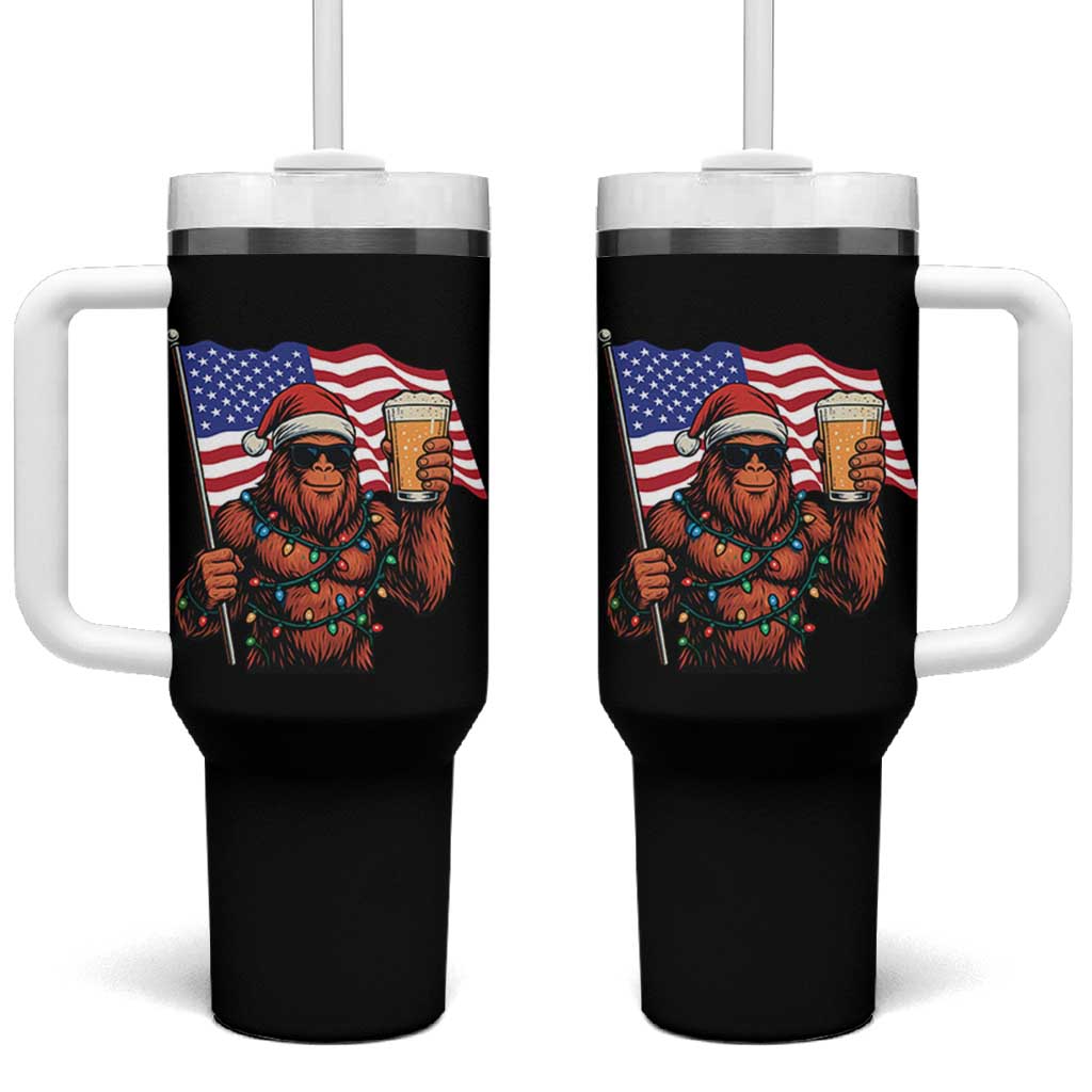 Bigfoot Beer Christmas Tumbler With Handle Sasquatch American Flag Patriotic - Wonder Print Shop