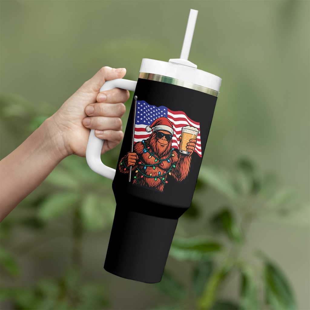 Bigfoot Beer Christmas Tumbler With Handle Sasquatch American Flag Patriotic - Wonder Print Shop
