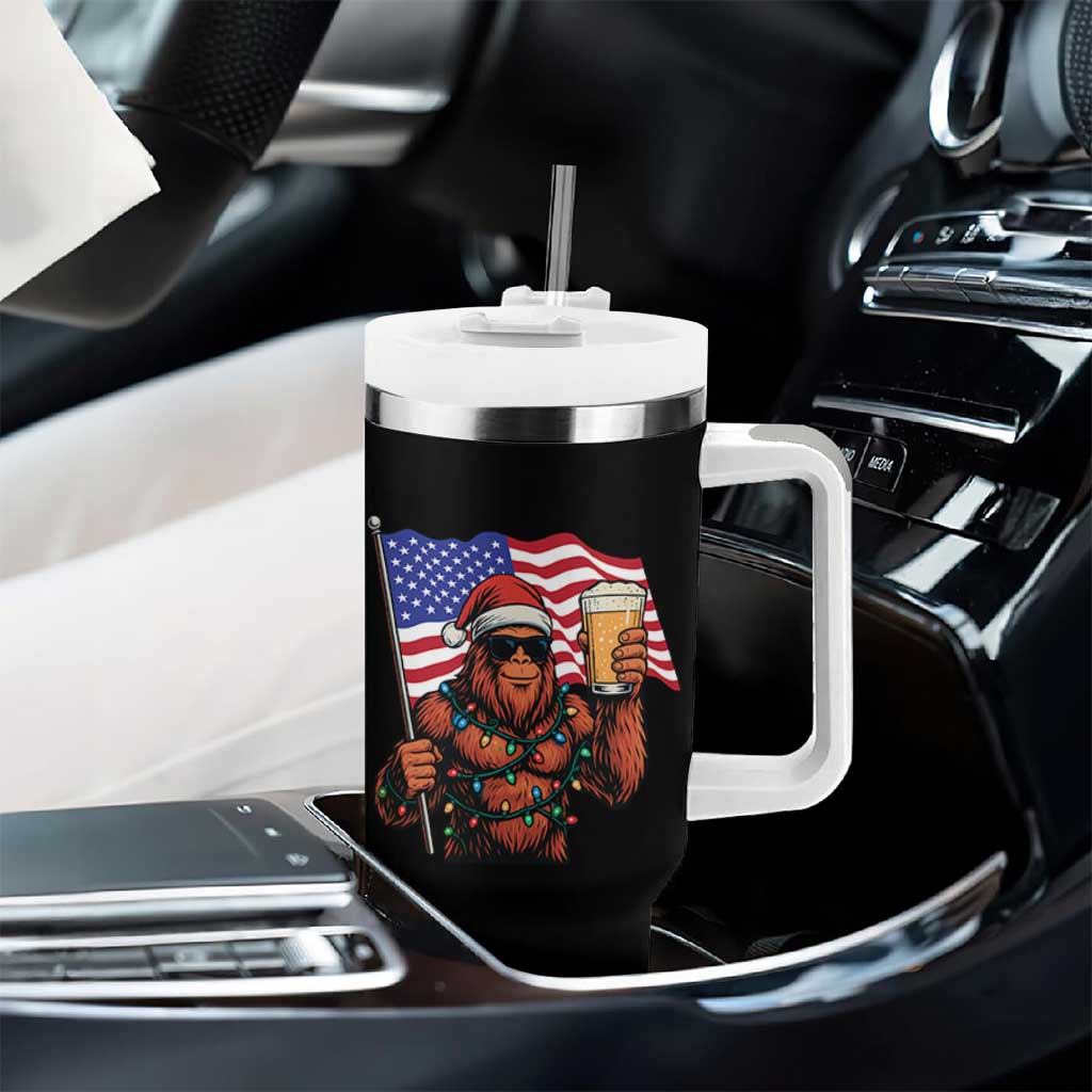 Bigfoot Beer Christmas Tumbler With Handle Sasquatch American Flag Patriotic - Wonder Print Shop