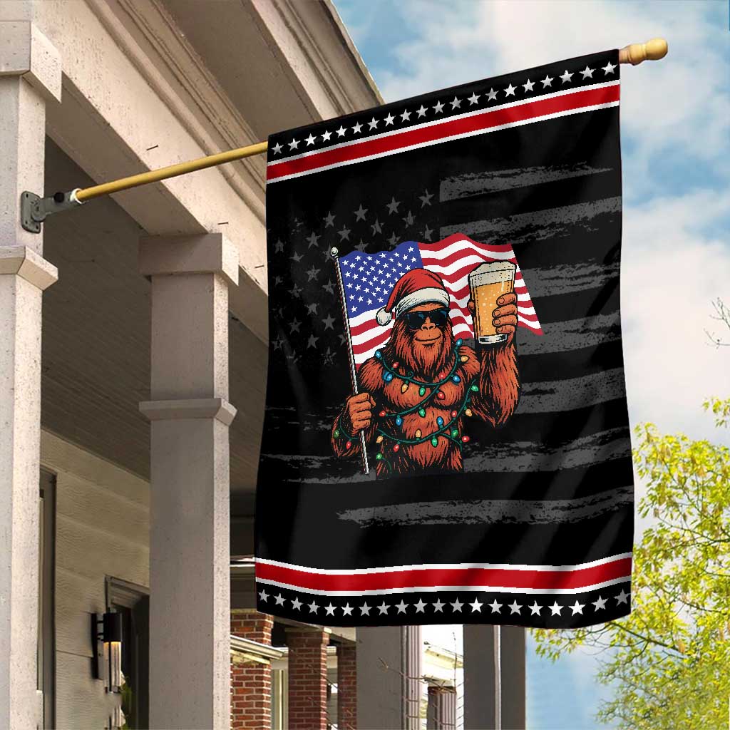 Bigfoot Beer Christmas Garden Flag Sasquatch American Flag Patriotic