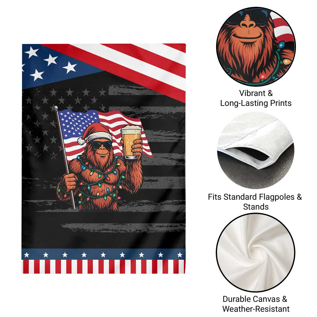 Bigfoot Beer Christmas Garden Flag Sasquatch American Flag Patriotic