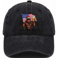 Bigfoot Beer Christmas Washed Cotton Baseball Cap Sasquatch American Flag Patriotic