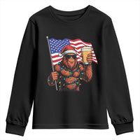 Bigfoot Beer Christmas Youth Sweatshirt Sasquatch American Flag Patriotic - Wonder Print Shop