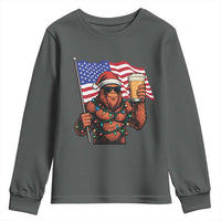 Bigfoot Beer Christmas Youth Sweatshirt Sasquatch American Flag Patriotic - Wonder Print Shop