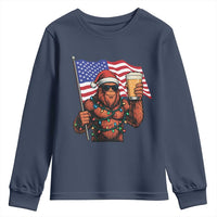 Bigfoot Beer Christmas Youth Sweatshirt Sasquatch American Flag Patriotic - Wonder Print Shop