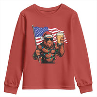 Bigfoot Beer Christmas Youth Sweatshirt Sasquatch American Flag Patriotic - Wonder Print Shop