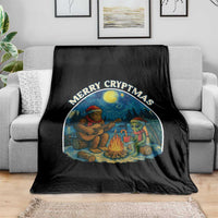 Funny Bigfoot Christmas Throw Blanket Sasquatch Alien Merry Cryptmas - Wonder Print Shop