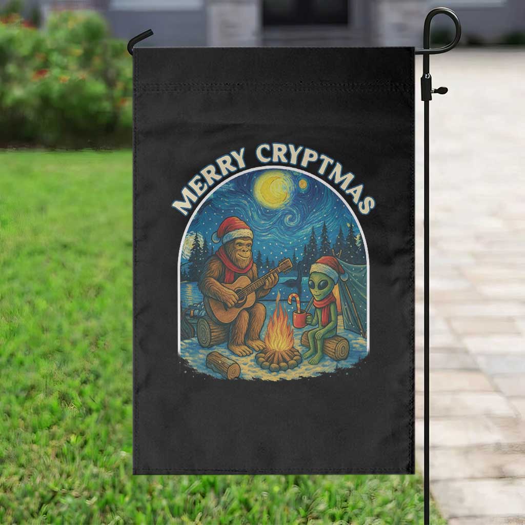 Funny Bigfoot Christmas Garden Flag Sasquatch Alien Merry Cryptmas - Wonder Print Shop