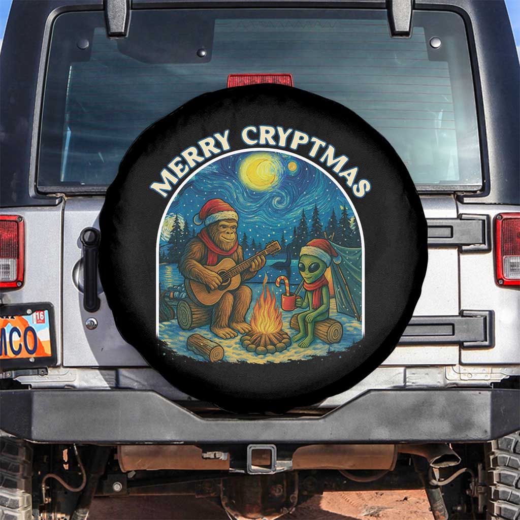 Funny Bigfoot Christmas Spare Tire Cover Sasquatch Alien Merry Cryptmas - Wonder Print Shop