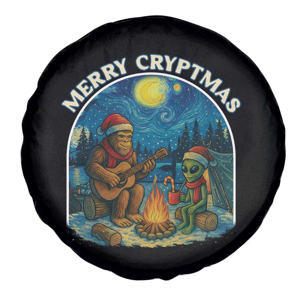 Funny Bigfoot Christmas Spare Tire Cover Sasquatch Alien Merry Cryptmas - Wonder Print Shop