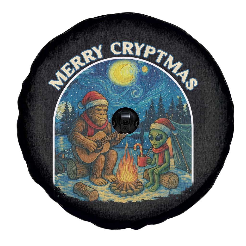 Funny Bigfoot Christmas Spare Tire Cover Sasquatch Alien Merry Cryptmas - Wonder Print Shop