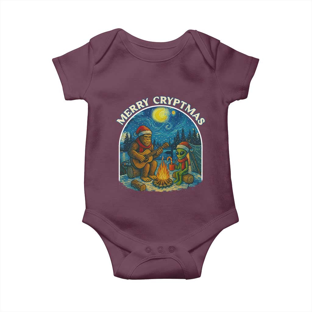 Funny Bigfoot Christmas Baby Onesie Sasquatch Alien Merry Cryptmas - Wonder Print Shop