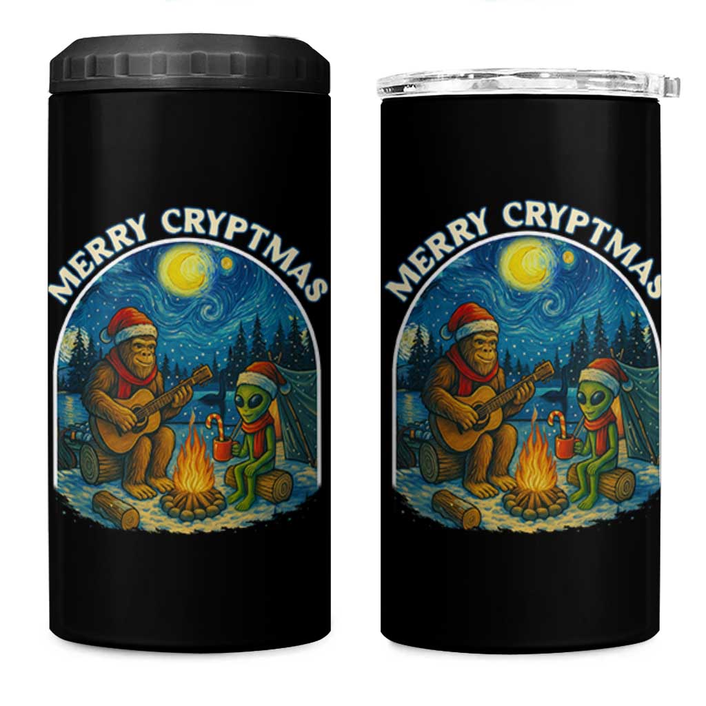 Funny Bigfoot Christmas 4 in 1 Can Cooler Tumbler Sasquatch Alien Merry Cryptmas - Wonder Print Shop