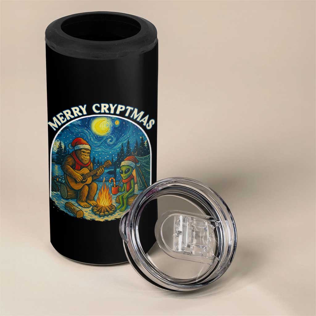 Funny Bigfoot Christmas 4 in 1 Can Cooler Tumbler Sasquatch Alien Merry Cryptmas - Wonder Print Shop