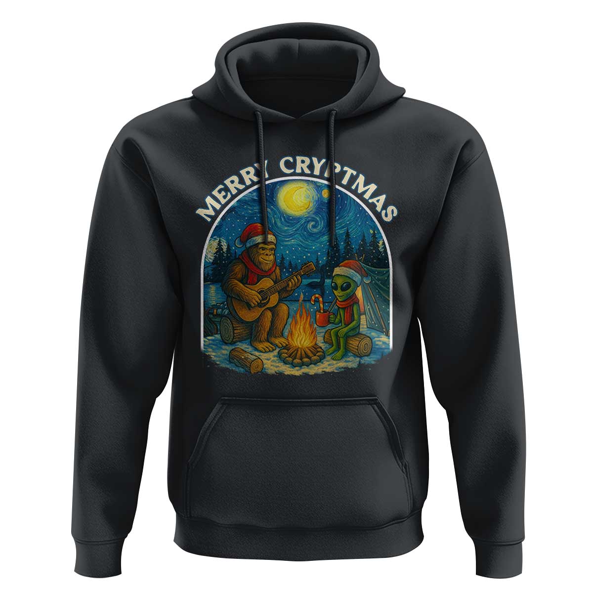 Funny Bigfoot Christmas Hoodie Sasquatch Alien Merry Cryptmas - Wonder Print Shop