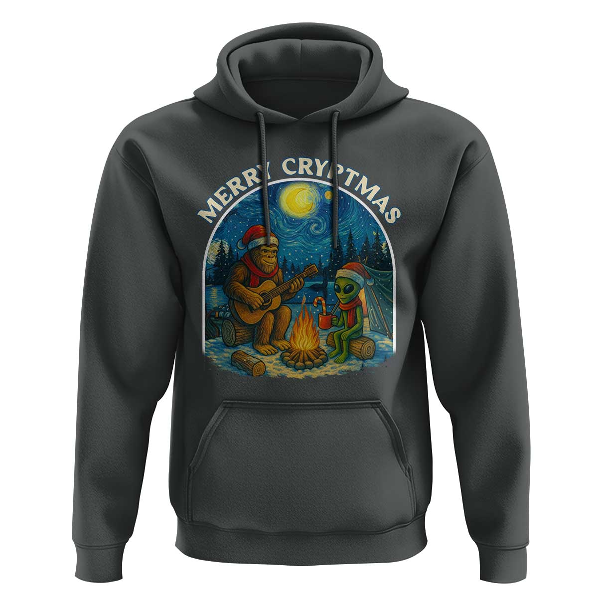Funny Bigfoot Christmas Hoodie Sasquatch Alien Merry Cryptmas - Wonder Print Shop