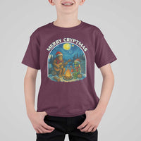 Funny Bigfoot Christmas T Shirt For Kid Sasquatch Alien Merry Cryptmas - Wonder Print Shop