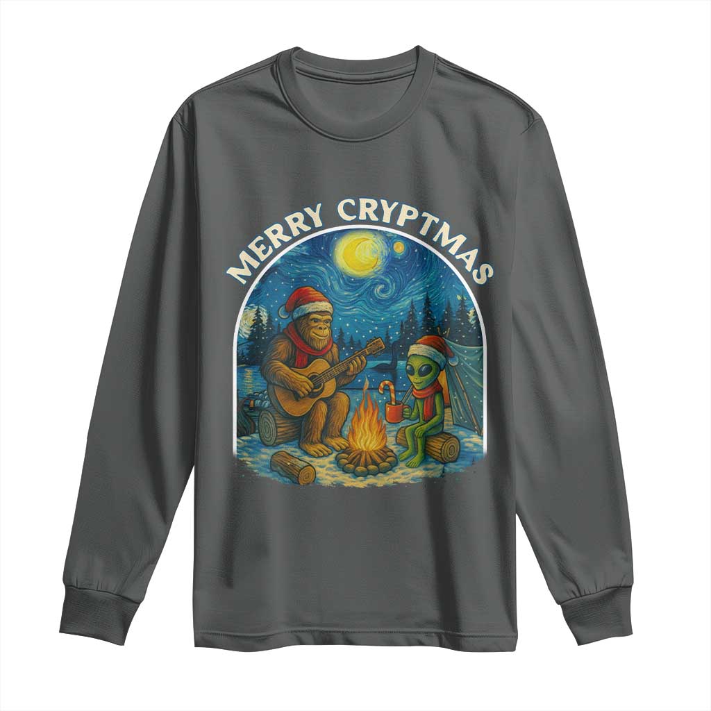 Funny Bigfoot Christmas Long Sleeve Shirt Sasquatch Alien Merry Cryptmas - Wonder Print Shop