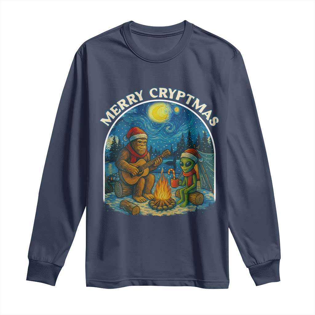 Funny Bigfoot Christmas Long Sleeve Shirt Sasquatch Alien Merry Cryptmas - Wonder Print Shop