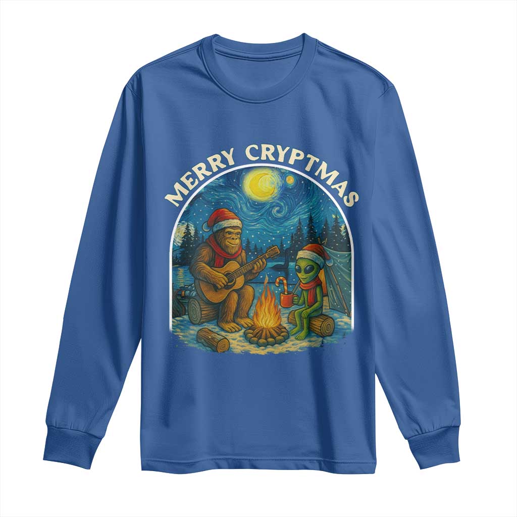 Funny Bigfoot Christmas Long Sleeve Shirt Sasquatch Alien Merry Cryptmas - Wonder Print Shop