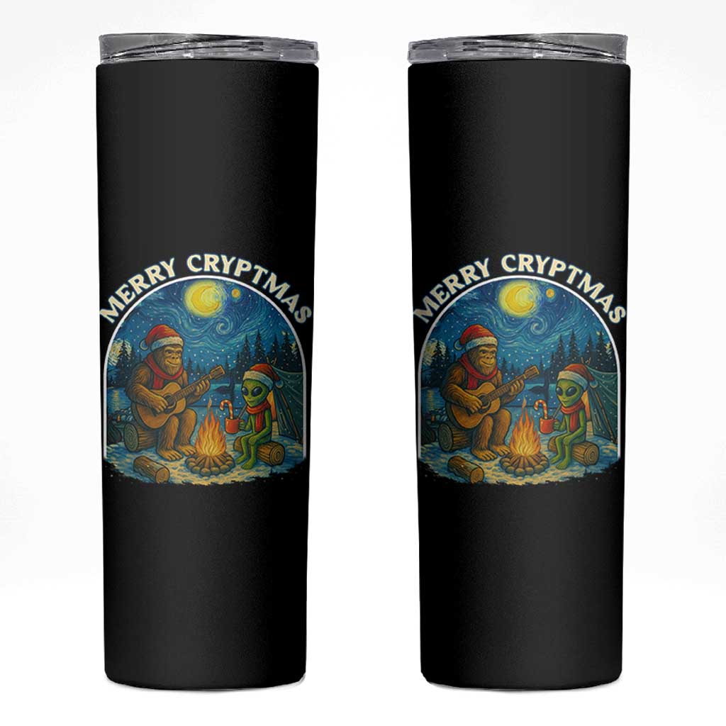 Funny Bigfoot Christmas Skinny Tumbler Sasquatch Alien Merry Cryptmas - Wonder Print Shop
