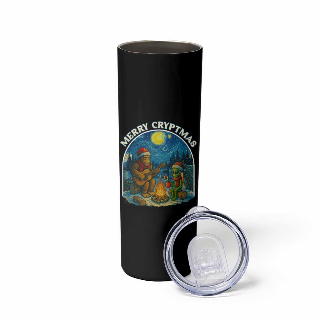 Funny Bigfoot Christmas Skinny Tumbler Sasquatch Alien Merry Cryptmas - Wonder Print Shop