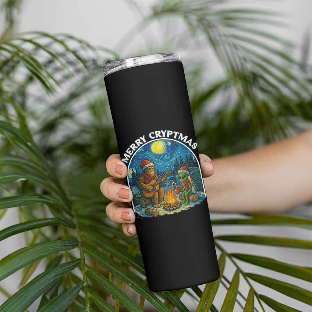 Funny Bigfoot Christmas Skinny Tumbler Sasquatch Alien Merry Cryptmas - Wonder Print Shop