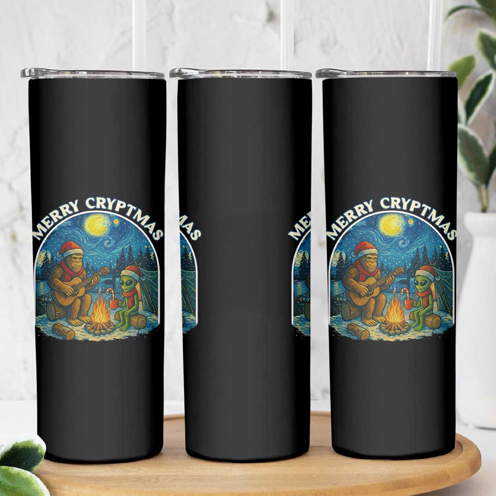 Funny Bigfoot Christmas Skinny Tumbler Sasquatch Alien Merry Cryptmas - Wonder Print Shop