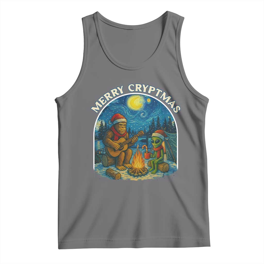 Funny Bigfoot Christmas Tank Top Sasquatch Alien Merry Cryptmas - Wonder Print Shop