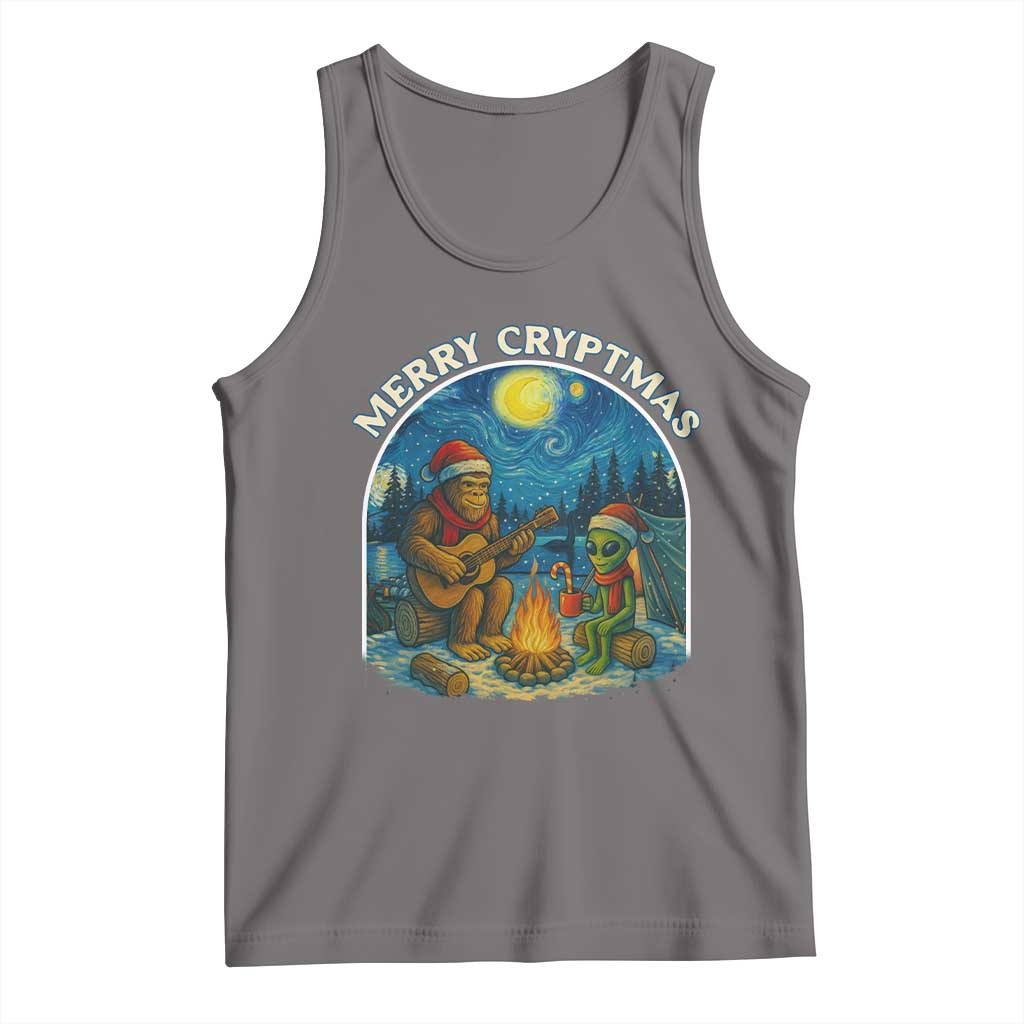 Funny Bigfoot Christmas Tank Top Sasquatch Alien Merry Cryptmas - Wonder Print Shop