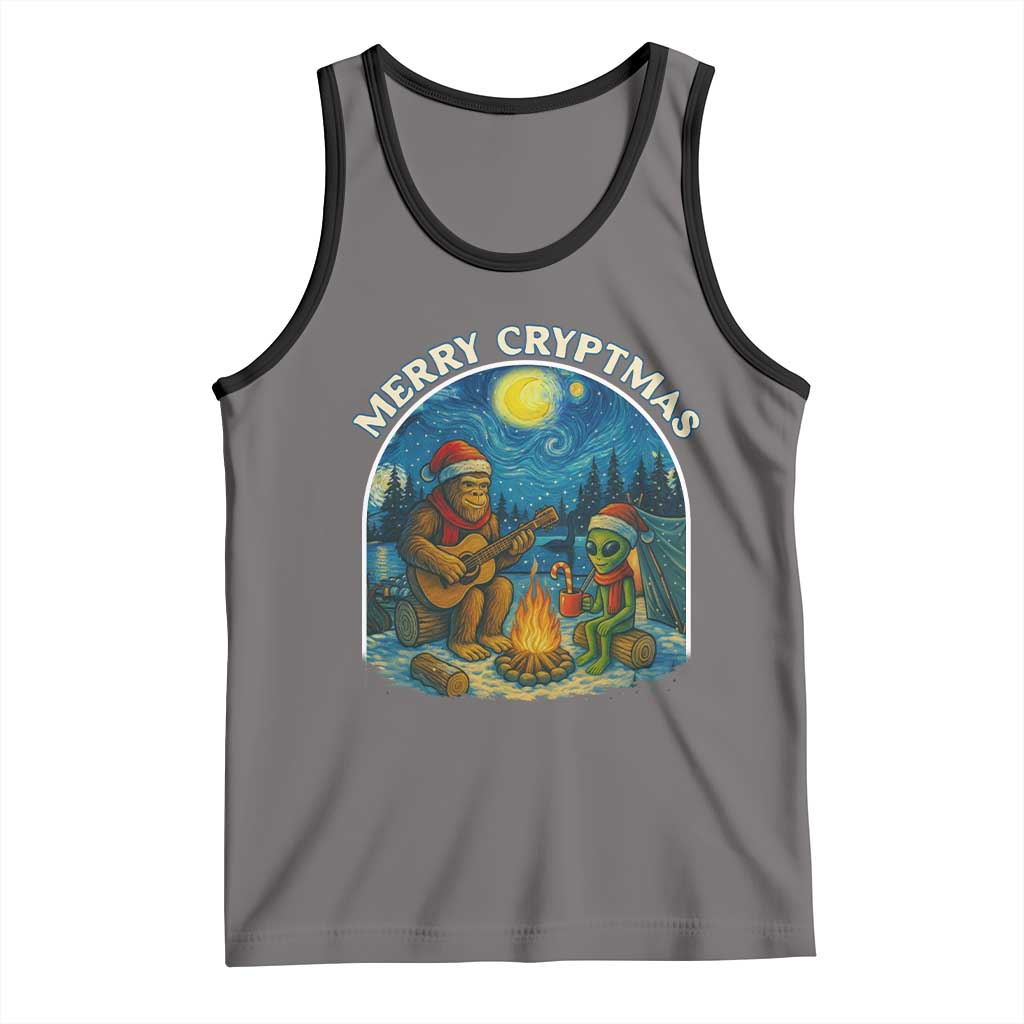 Funny Bigfoot Christmas Tank Top Sasquatch Alien Merry Cryptmas - Wonder Print Shop