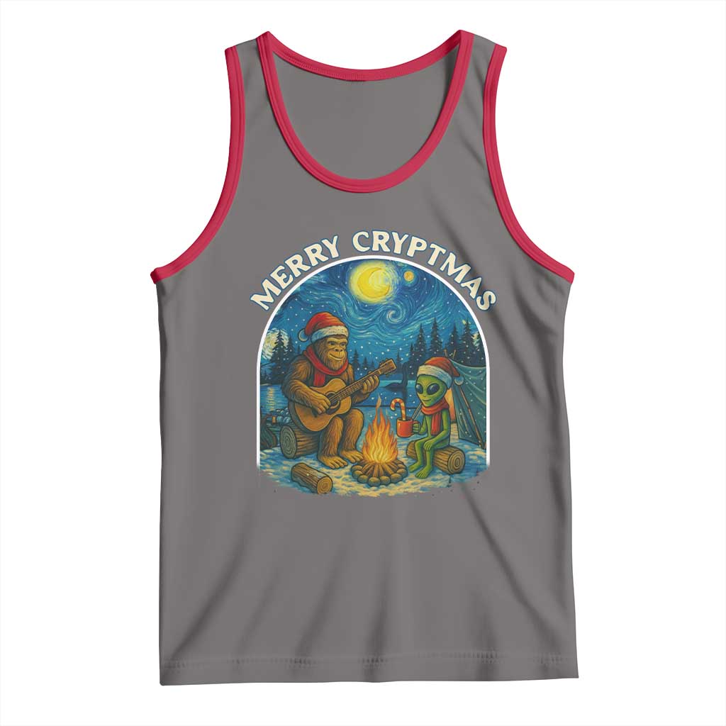 Funny Bigfoot Christmas Tank Top Sasquatch Alien Merry Cryptmas - Wonder Print Shop