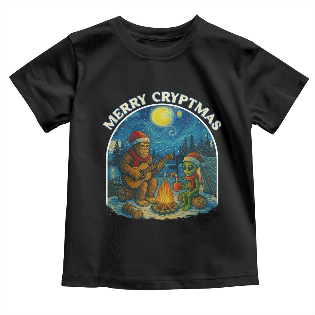 Funny Bigfoot Christmas Toddler T Shirt Sasquatch Alien Merry Cryptmas - Wonder Print Shop